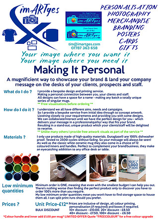 Corporate mug info sheet